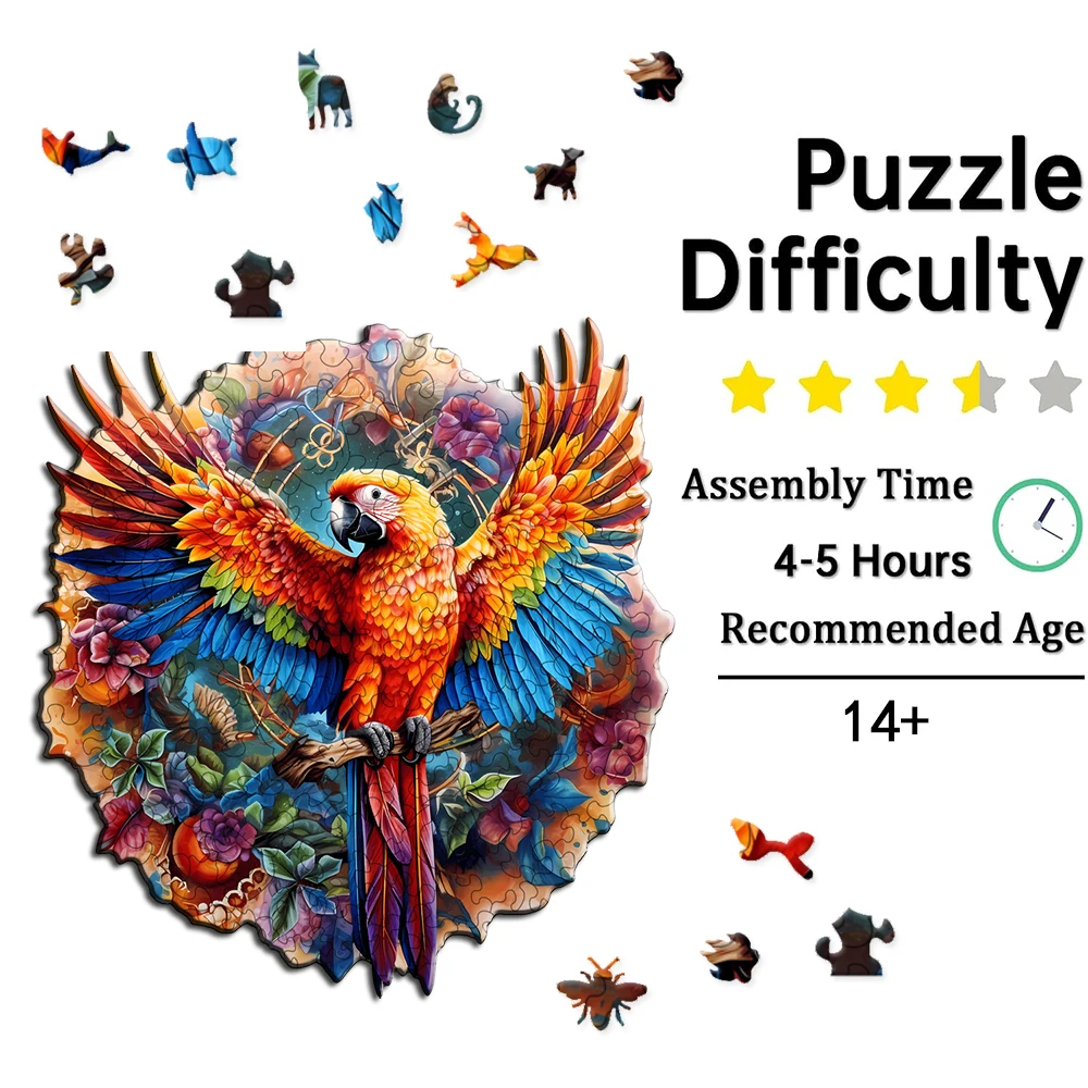 Wooden Jigsaw Puzzles, Mandala Hummingbirirtds Wooden Puzzles for Adults and Kids, Unique Shape Animal Wooden PuzzleS