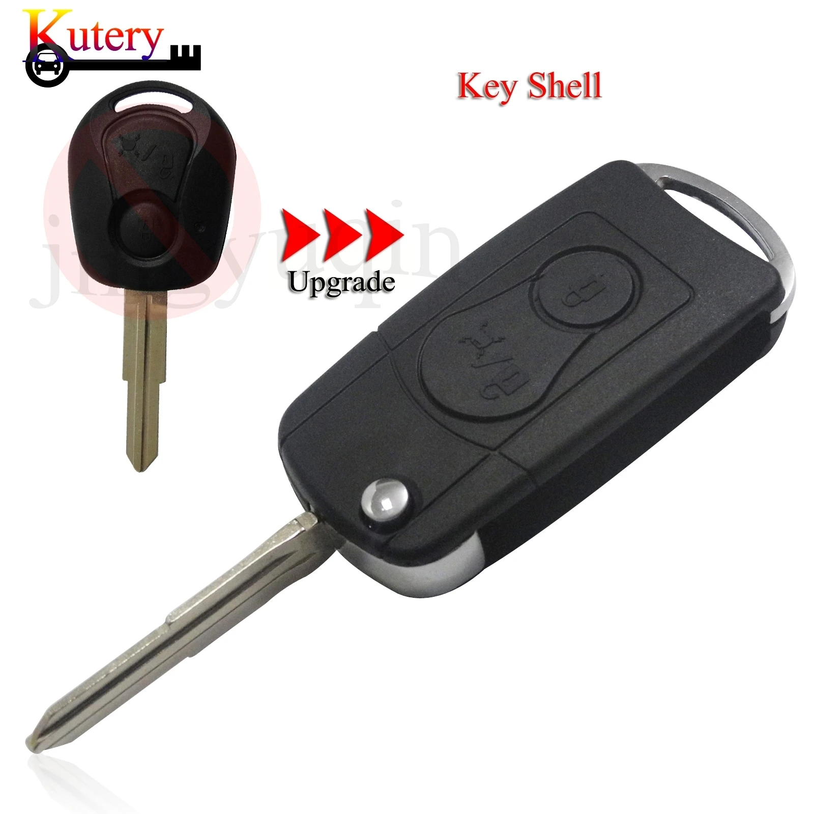 jingyuqin Upgrade Replacement Remote Car Key Shell For SSANG YONG KYRON ACTYON REXTON 2 Buttons With Uncut Blade Blank Fob Case