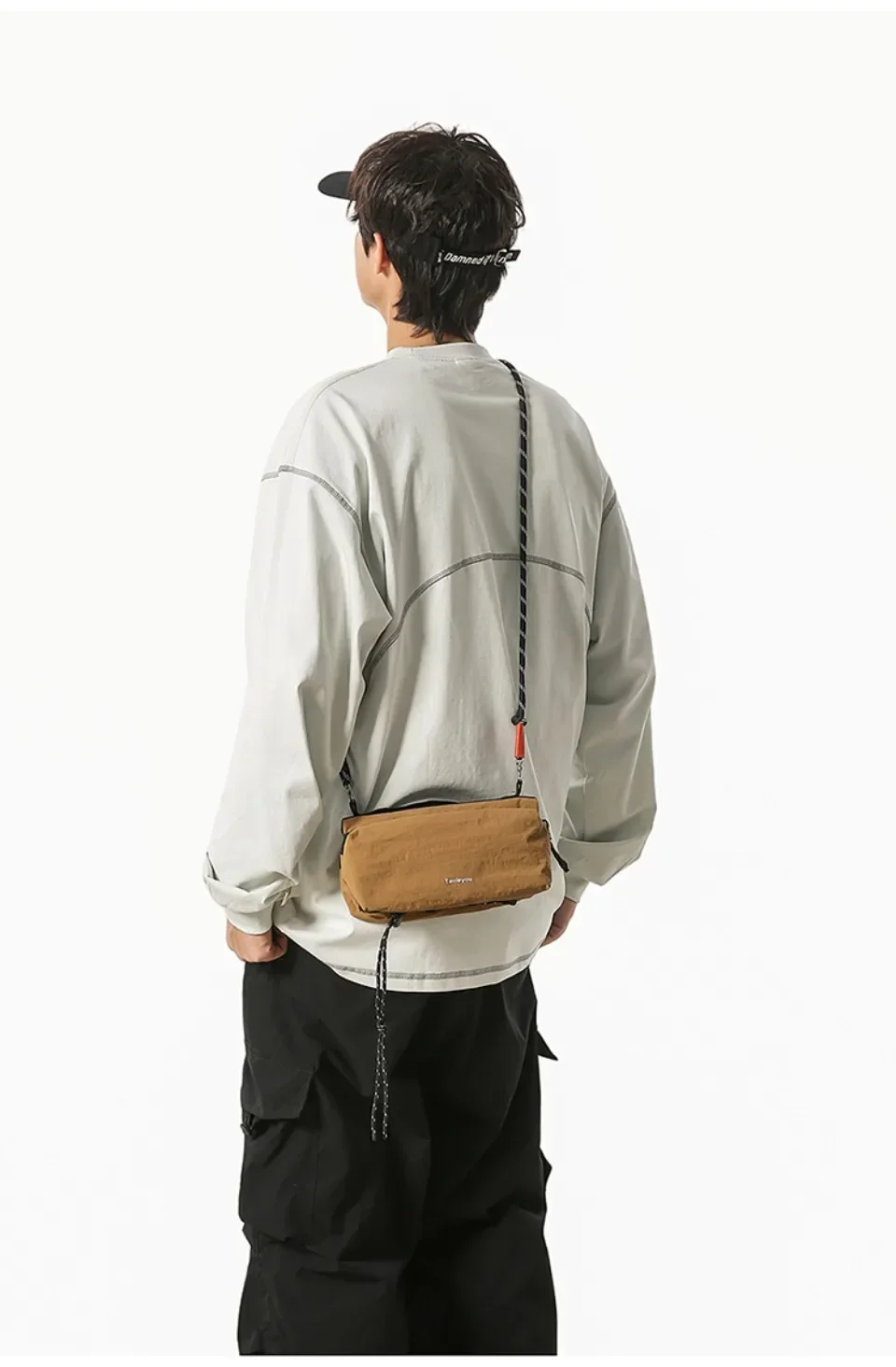 Unisex Camp Messenger Bag, große Kapazität, Umhängetasche für Männer und Frauen, robuster Nylon-Wander- und Reiserucksack – Detail 9