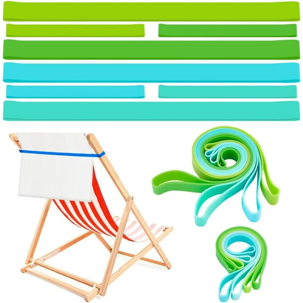 8 Pcs Towel Bands for Beach Chairs, 2 Sizes Silicone Beach Towel Clips, Beach Towel Bands, Rubber Bands Chair Bands, Stretch