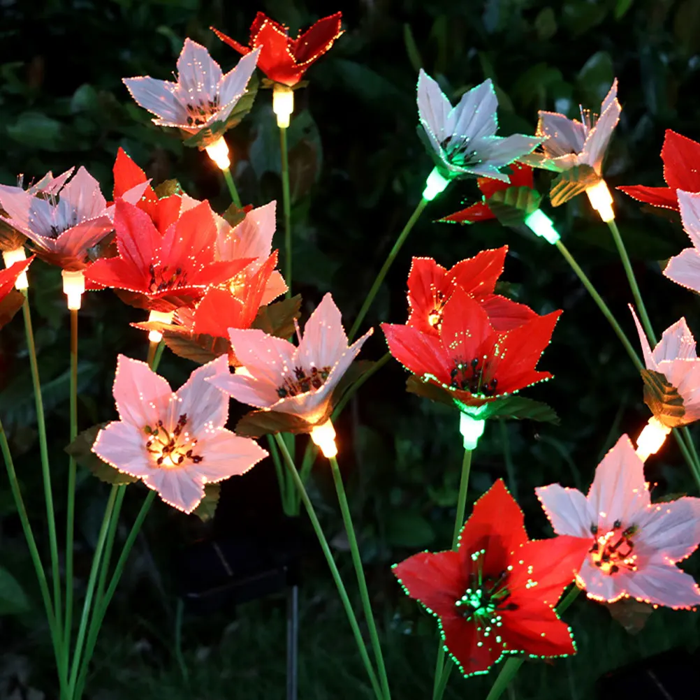 

Solar Garden Decorative Lights Fiber Optic Pathway Plastic Outdoor Christmas Yard Stake Lawn ornaments holiday decorations