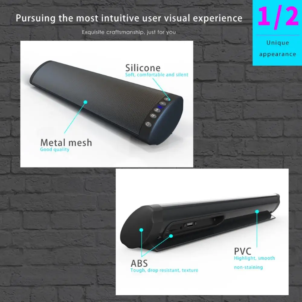 BS-41A Wall Mounted Bluetooth Speaker Multifunctional TV Bar Speaker Portable Wireless Subwoofer Home Theater Sound System TF FM
