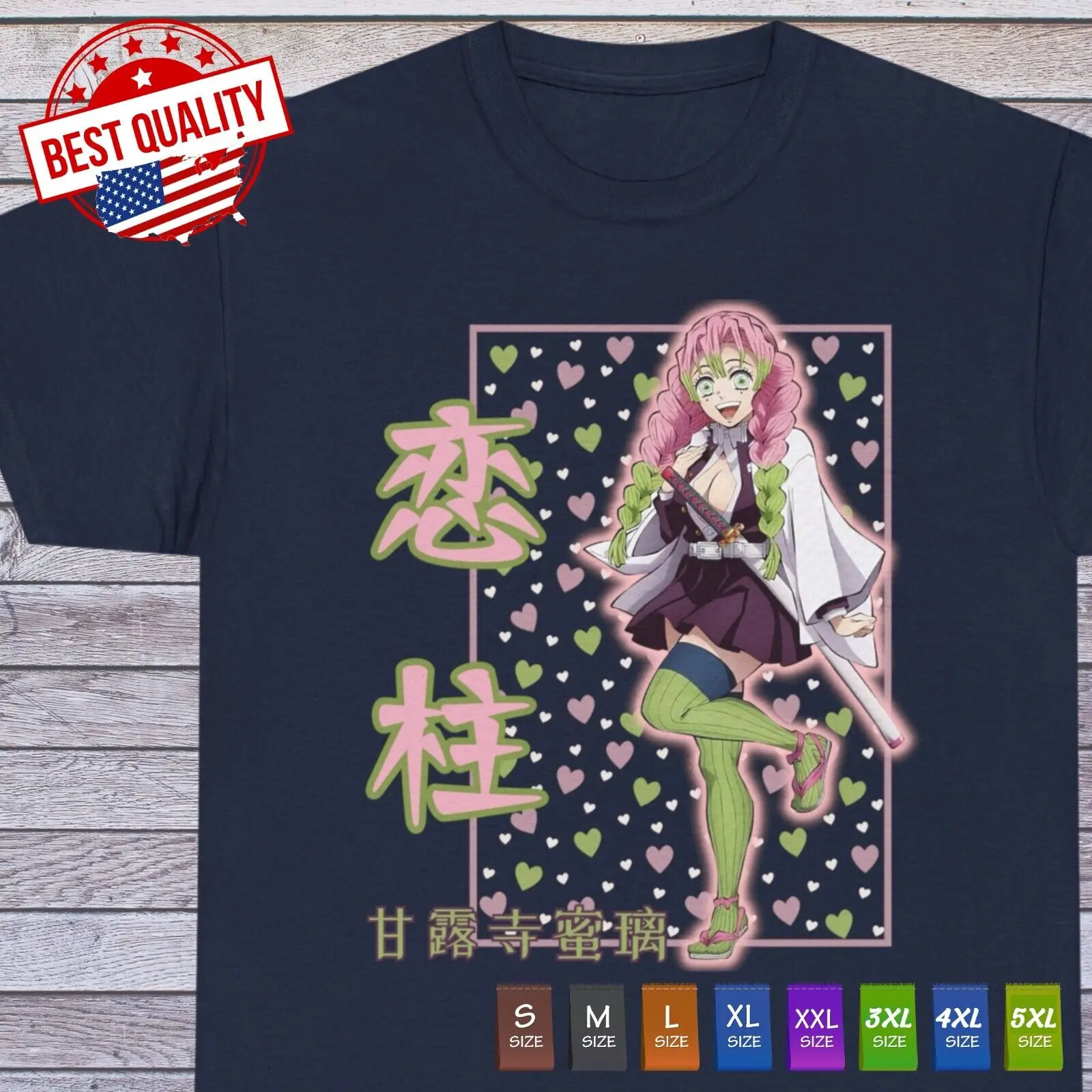 

Kawaii Mitsuri Shirt Demon Slayer Waifu Cosplay Girl Anime Clothing Tee Manga