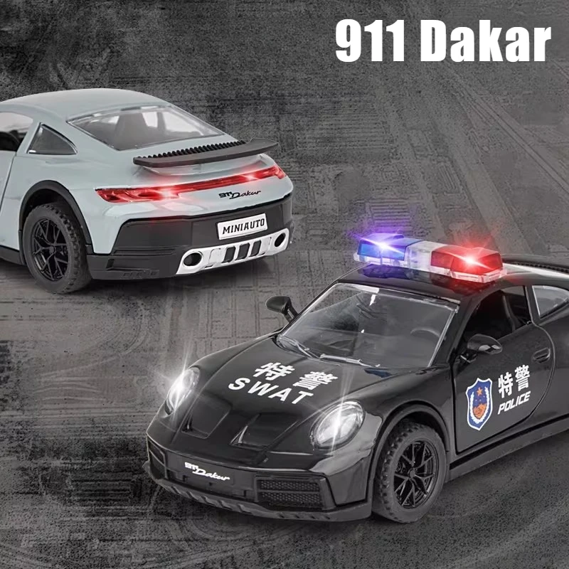 

1:32 911 Dakar Sports car Diecast Car Metal Model With Light And Sound Pull Back car Alloy Toy Collection For Gifts