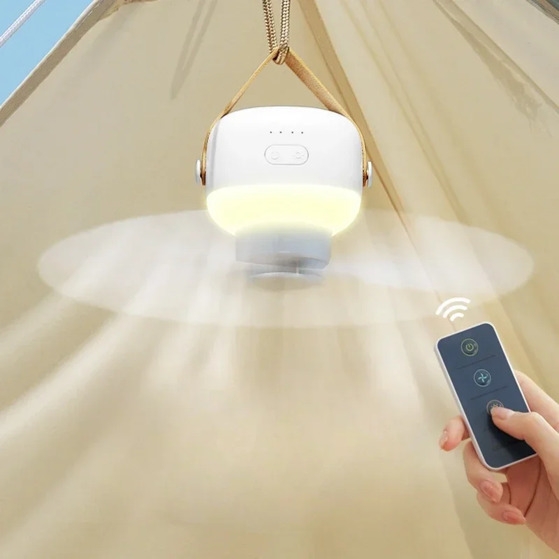 7200mAh Mini Ceiling Fan Wireless Portable Hanging Ceiling Fans with Remote Control Home LED Light USB Rechargeable Electric Fan