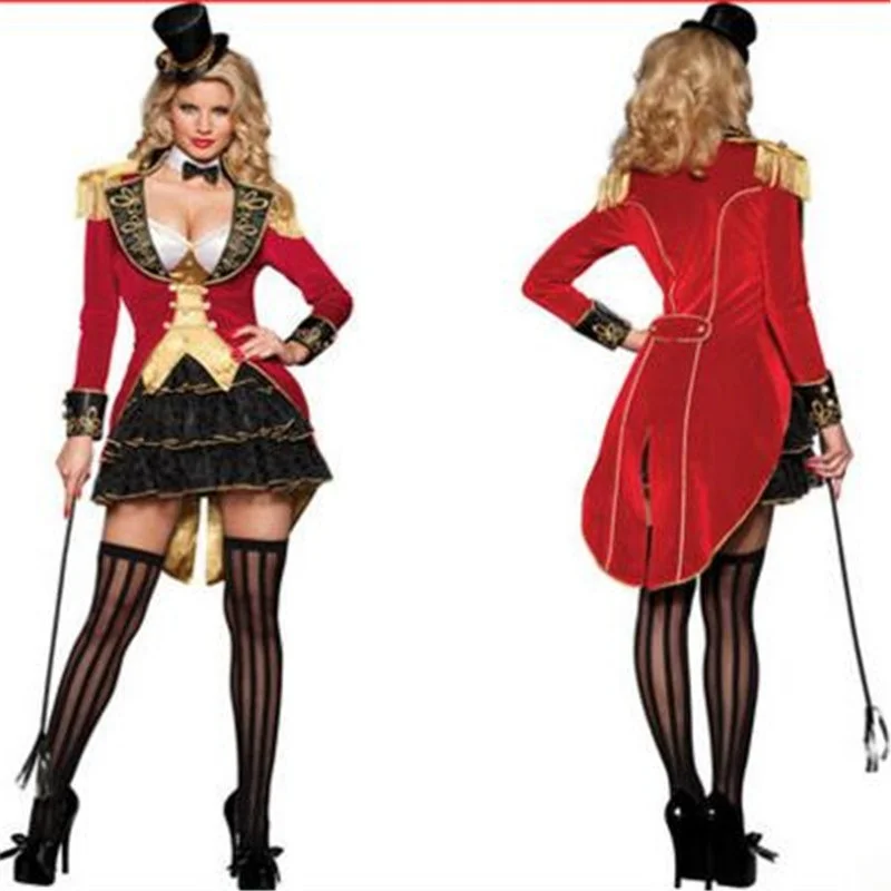 أزياء الهالوين متعددة الاستخدامات لمدرب السيرك الساحر للرجال والنساء، أزياء المسرح من ألياف البوليستر للزوجين