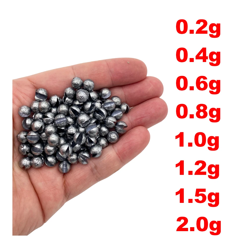 50Pcs High Quality Round Shot Additional Weight Line Sinkers Fishing Lead fall Hook Connector opening Mouth Sinker