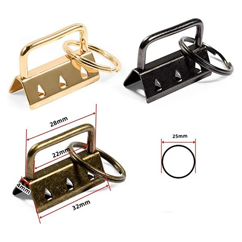 30 Pack 32Mm Metal Color Tail Clip Set Keychain Hardware With Key Ring DIY Tools