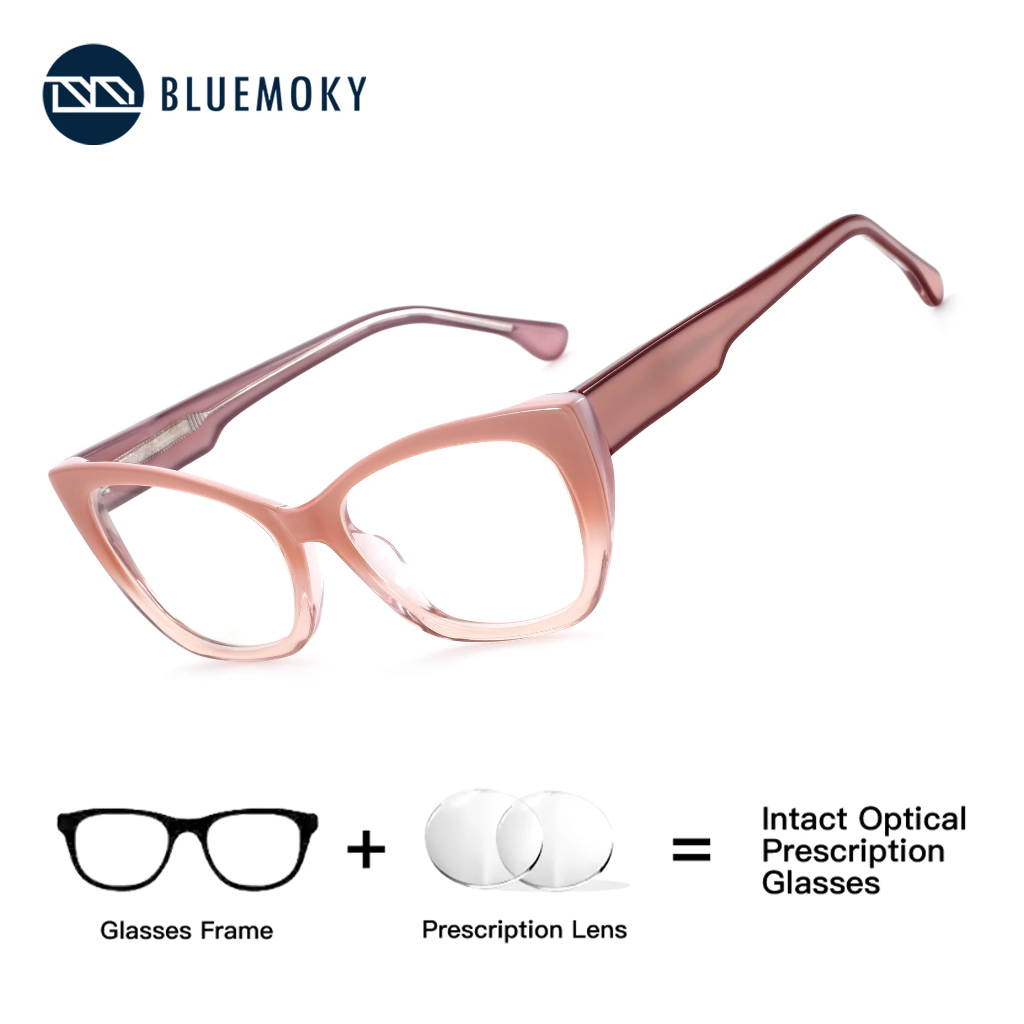 

BLUEMOKY Purple Women Butterfly Acetate Prescription Glasses Blue Light Blocking Photochromic Progressive Multifocal Eyewear