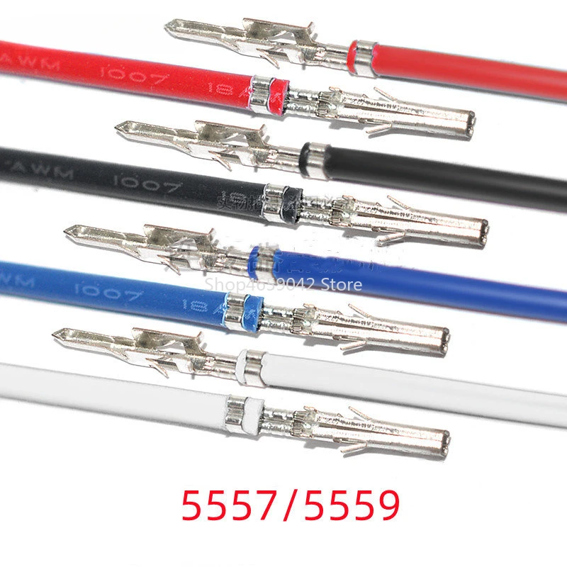 10pcs 5557/5559 Single End Male Female Pin Crimp Cables for 4.2mm Female Male Housing Multicolor 1007 18AWG 20CM