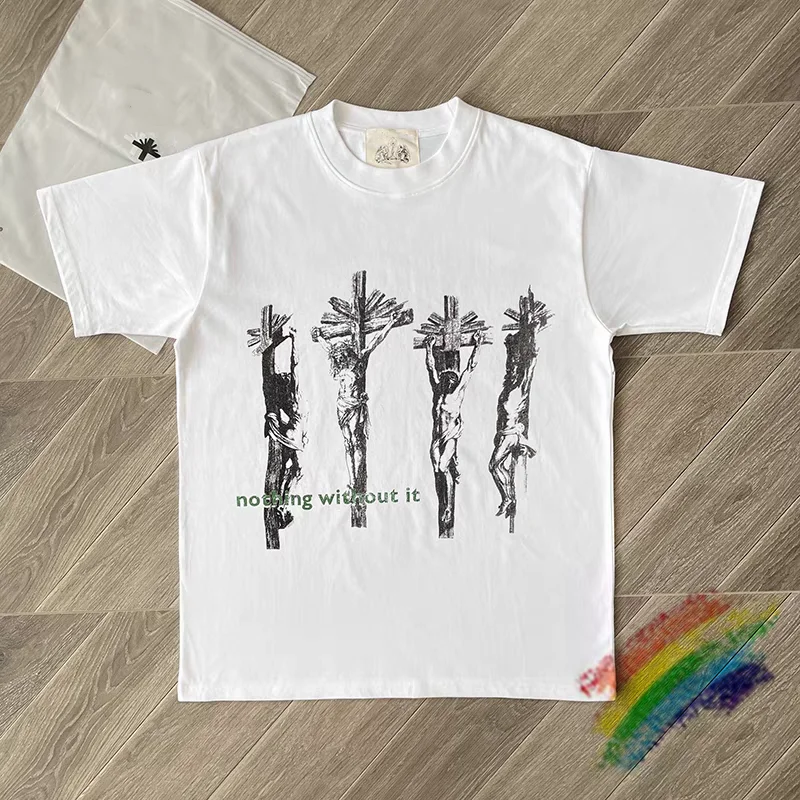 

Nothing Without It Saint Jesus Cross Print T Shirt Men Women High Quality White T-shirt Top Tees