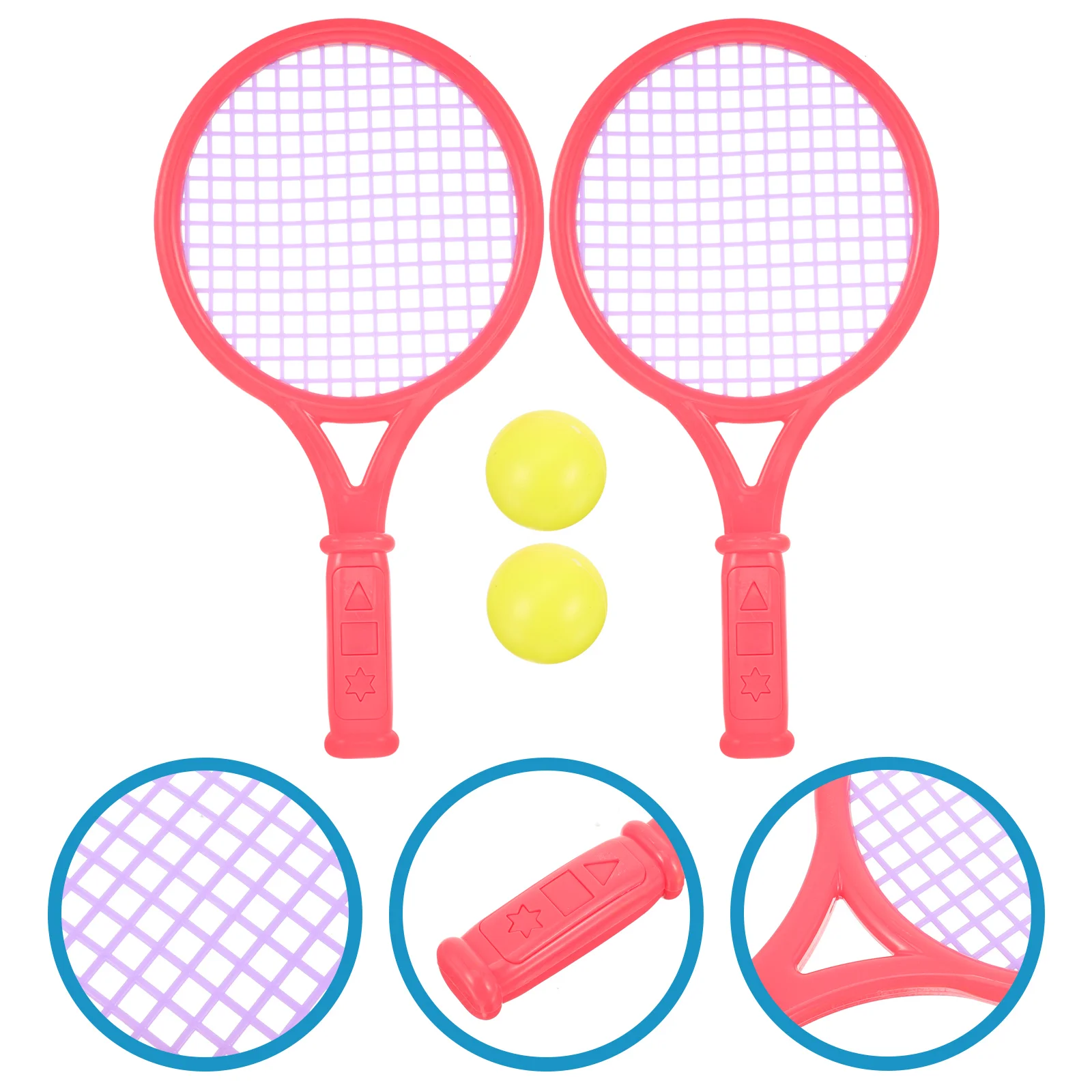 

1 Pair of Children's Tennis Racket Kids Plastic Badminton Rackets Game Props for Kindergarten Primary School (Size S Random