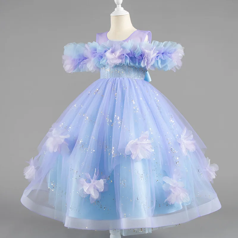 

Girls Dress New Elegant Luxury Dresses For Princess Wedding 6 8 To 9 12 Year Old Children's Girl Female Child Clothes Lilac Gala