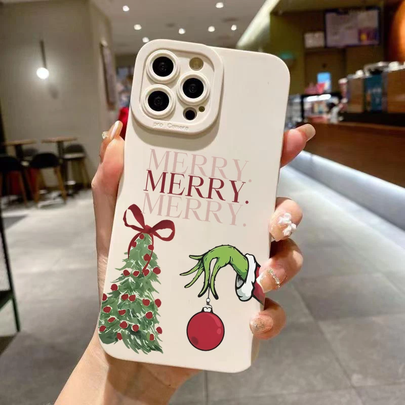Christmas Tree Pattern Soft Phone Case For iPhone 17 16 15 Pro Max 14 13 12 11 XS X XR 7 8 Plus 16E Air Shockproof Bumper Cover