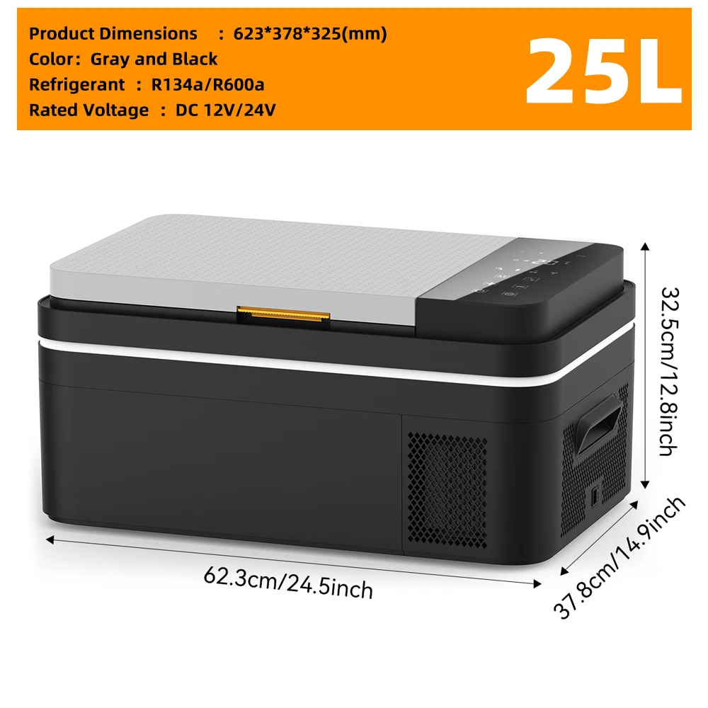 Podofo Auto-Kühlschrank 20L 25L 30L Mini-Kompressor-Autokühlschrank 48QT APP-gesteuerter Kühler 12 24V DC 100 240V AC für Camping, LKW, Zuhause, Reisen