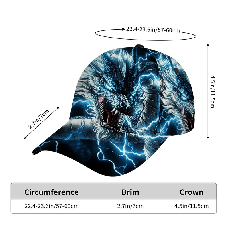 2D Flat Printing 1pc Electric Dragon Roar Print Classic Baseball Cap Sun Hat for Urban Leisure Daily Hangouts Trendy Elegant
