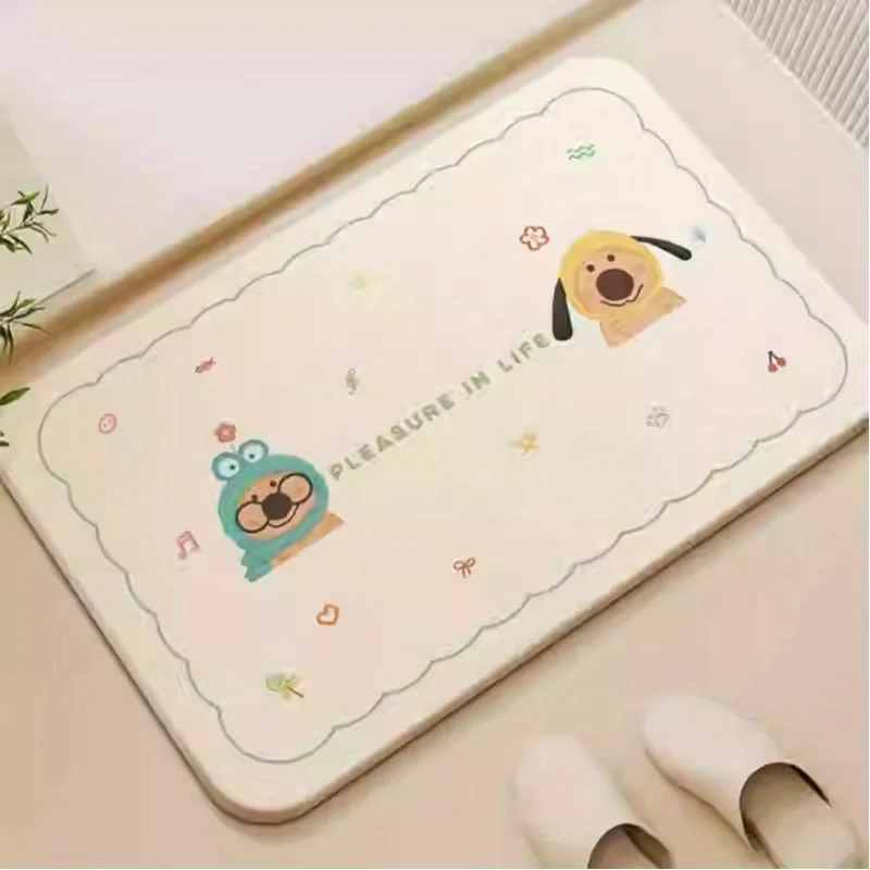 

VIKAMA Red Pepper Bear Pattern Bath Mat Absorbent, Soft, Quick-Drying Home Bathroom Decor Mat