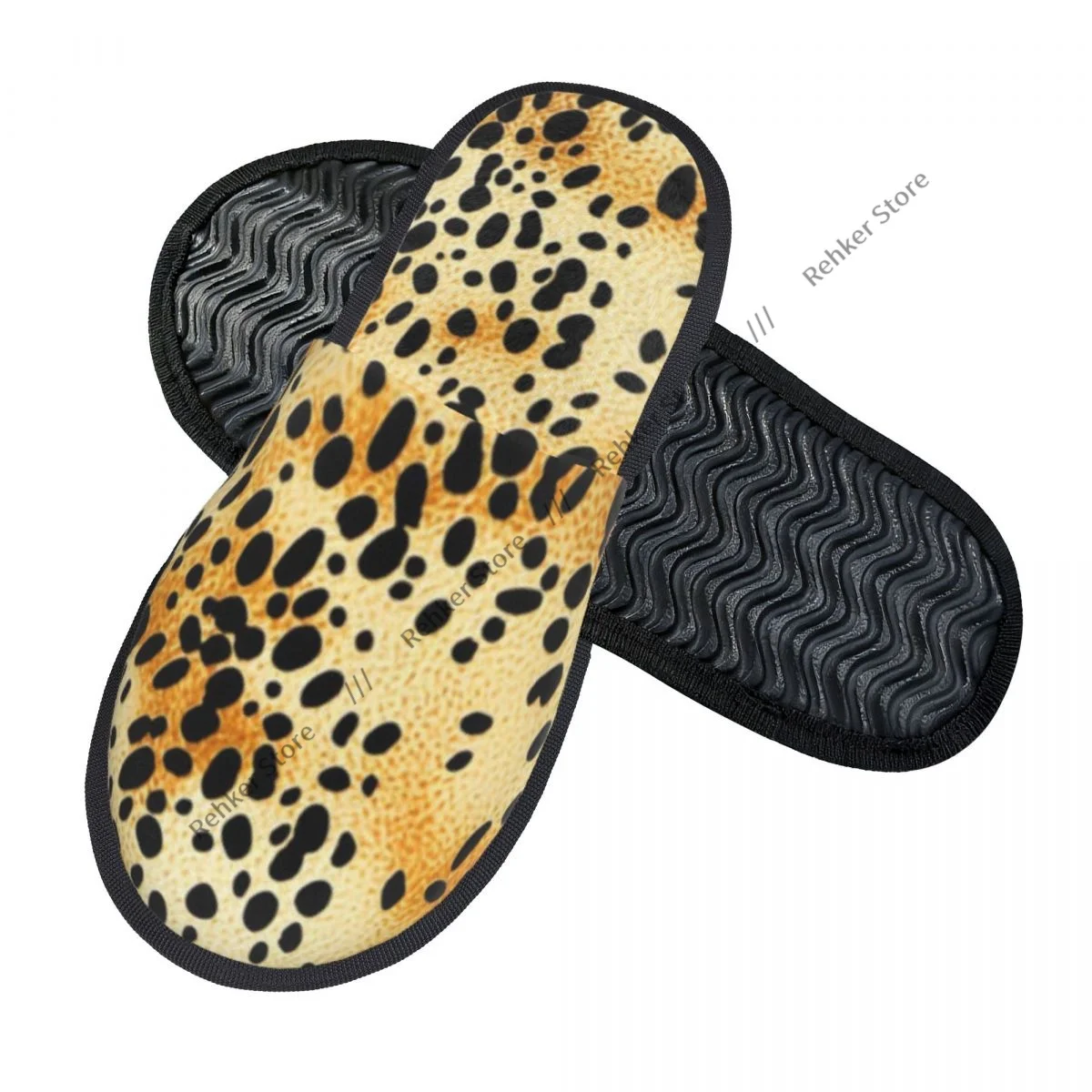 Home Slippers Indoor Bedroom Slipper Leopard Animal Skin Texture Flip Flops Autumn Winter Furry Plush Shoes
