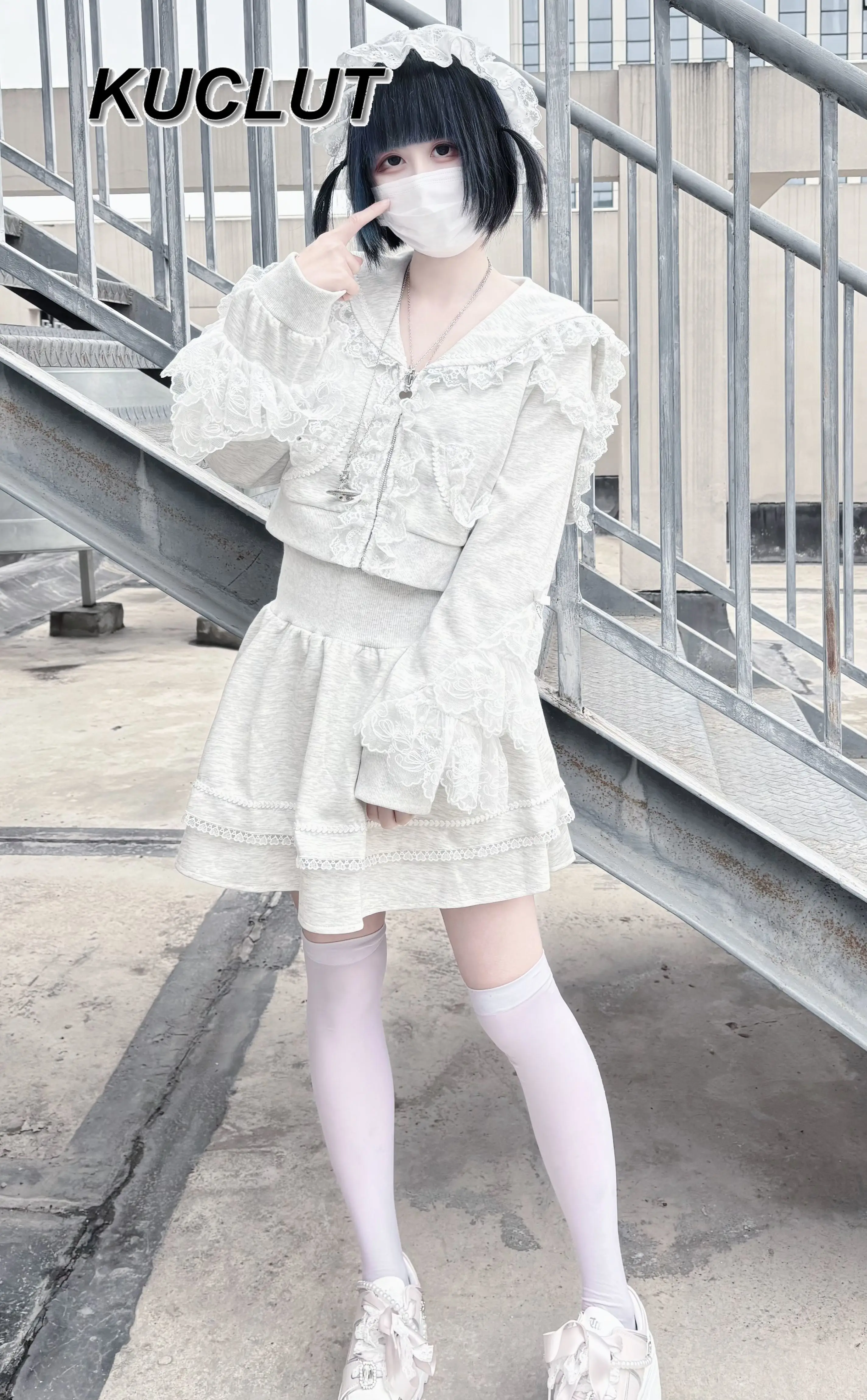 

Casual Suit Mass-produced Mine Japanese Style Women's Two Piece Sets Hooded Sportswear Set Long-sleeved Top and Skirt Set Cute