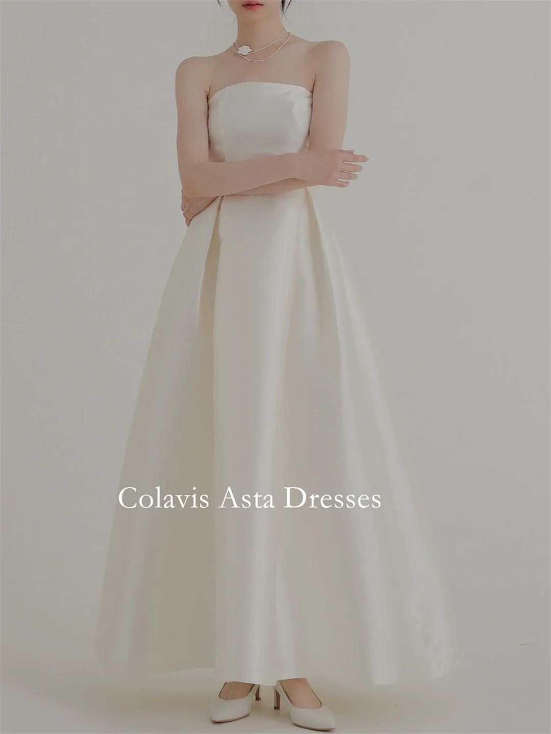 Colavis ชุดเดรสแต่งงานสุดหรูแบบสองชิ้นสำหรับถ่ายภาพเจ้าสาวความยาวถึงพื้นสไตล์เกาหลีสำหรับงานปาร์ตี้เจ้าสาวกลางแจ้ง