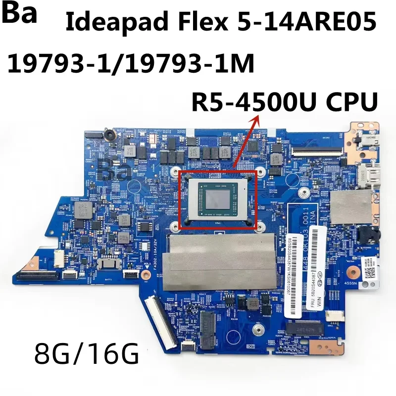 

For Lenovo IdeaPad Flex 5-14ARE05 Laptop Motherboard 19793-1/19793-1M With CPU R5-4500U 8G/16G