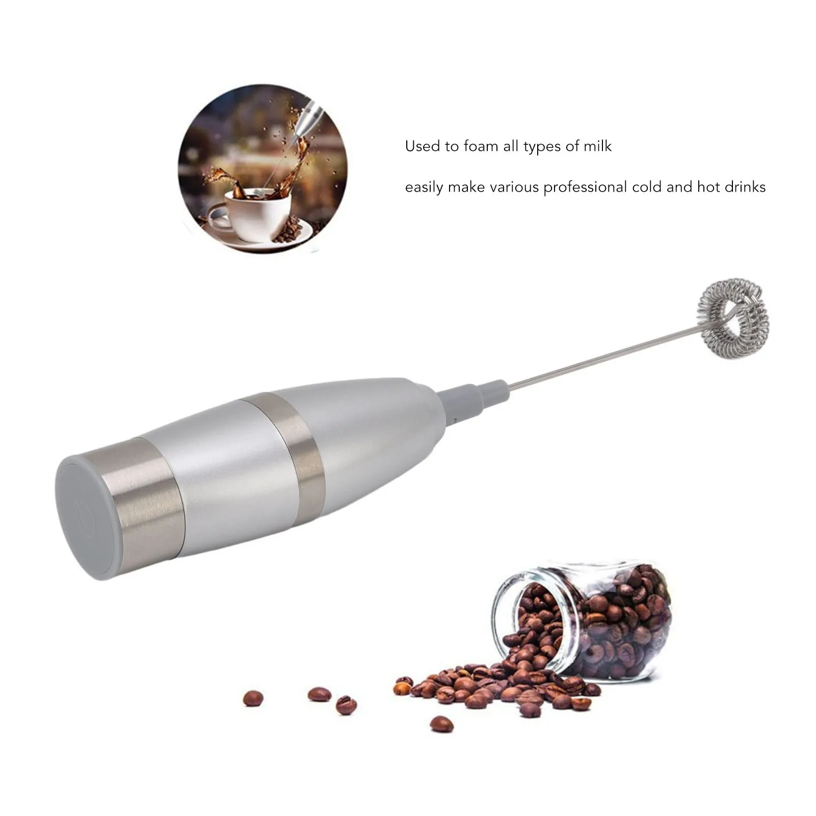 Handheld Electric Milk Frother Portable Battery Operated Drink Mixer with Stainless Steel Whisk for Coffee Lattes And Drinks