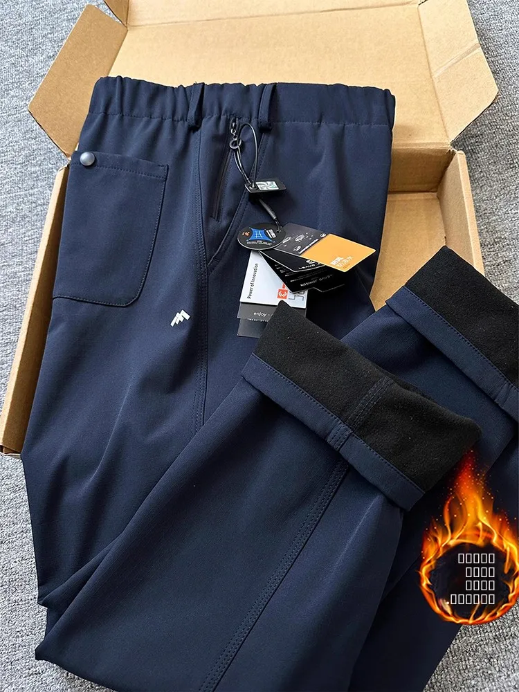 

Мужские повседневные брюки Thiened Fce с подкладкой, мягкие, для активного отдыха, осенне-зимние, теплые, устойчивые к сминанию, рабочая одежда для альпинизма
