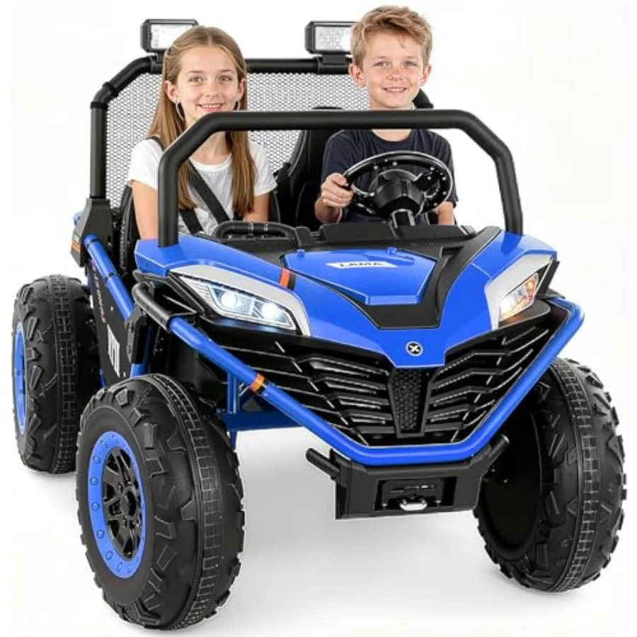 

2 Seater XL Ride on Toy for Big 12V 10AH 4WD Electric Ride on Car with Remote Control Bluetooth Music LED Lights 3 Speeds Red G