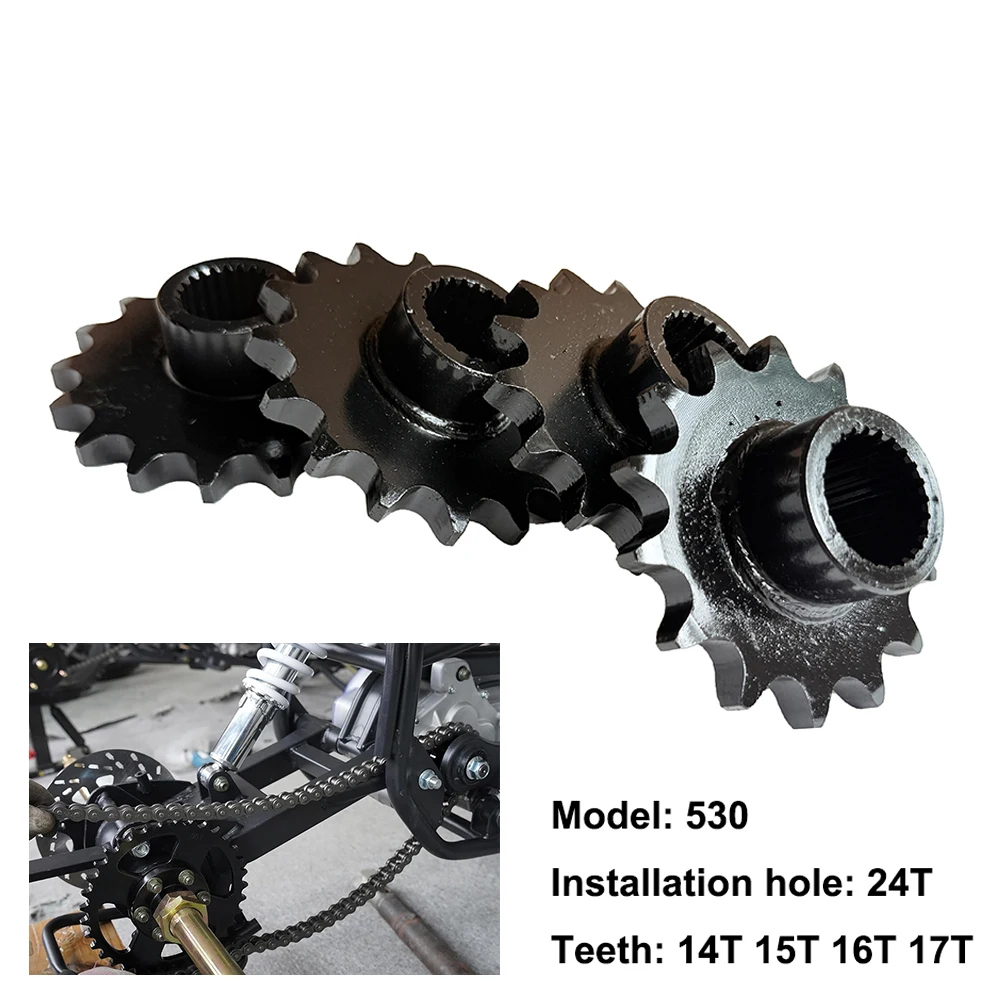 

1pcs Front 530 Chain Sprocket Cog 24T Gear 14T 15T 16T 17T Teeth For Gy6 125cc 150cc Quad Dirt Pit Bike ATV UTV Buggy Go Kart