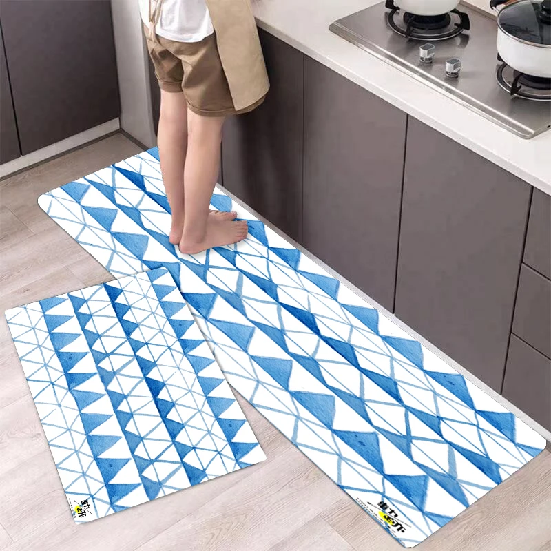 Blue Stripe Series Healing and Refreshing Kitchen Floor Mats Super Absorbent Diatom Mud Floor Mats Home Decoration