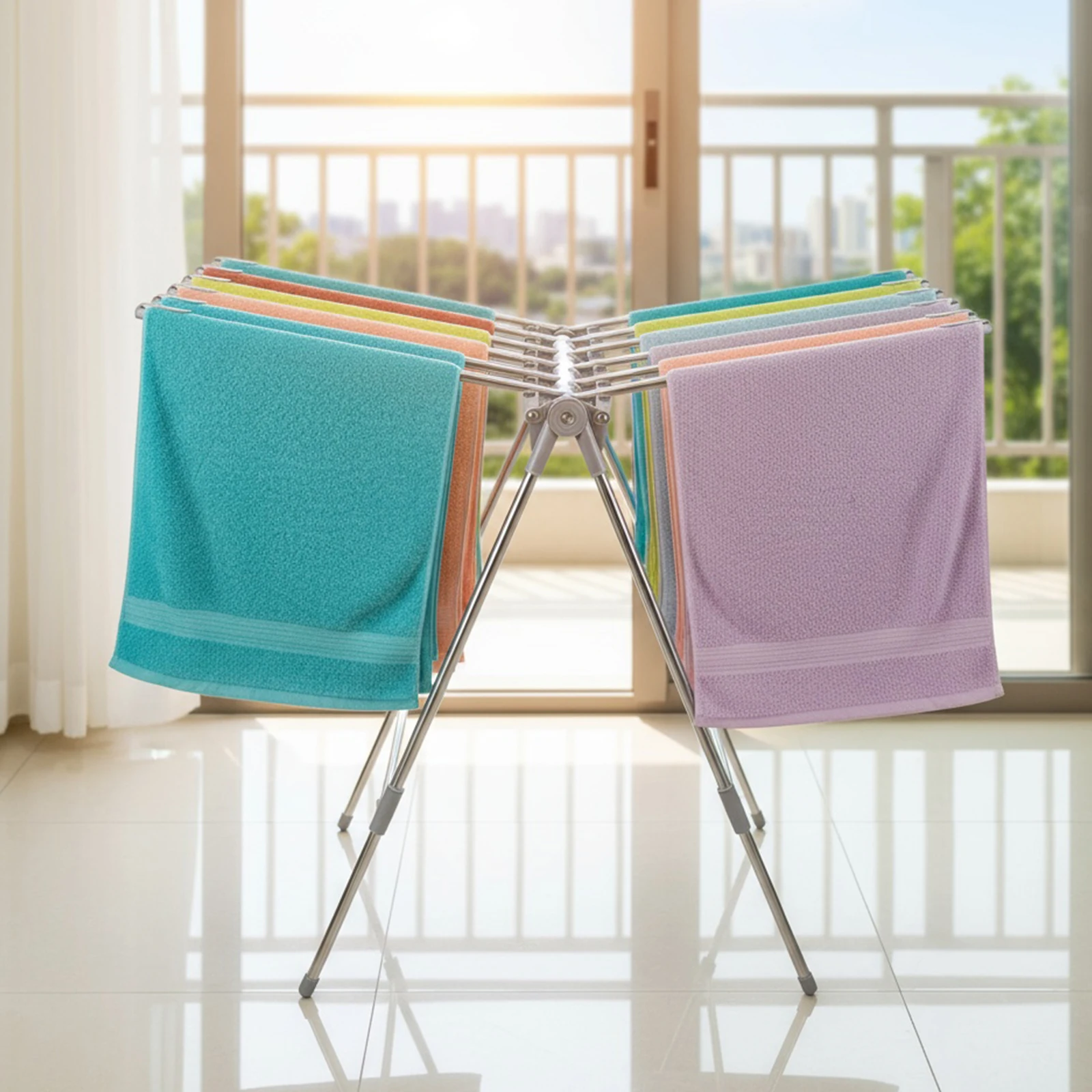 

Foldable Stainless Steel Large Capacity Drying Rack Ventilated Metal Laundry Rack Heavy-Duty Laundry Drying Rack Indoor Outdoor