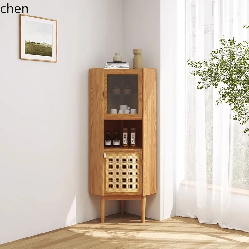 Hxl multifunctional corner cabinet sideboard - home corner storage rattan furniture