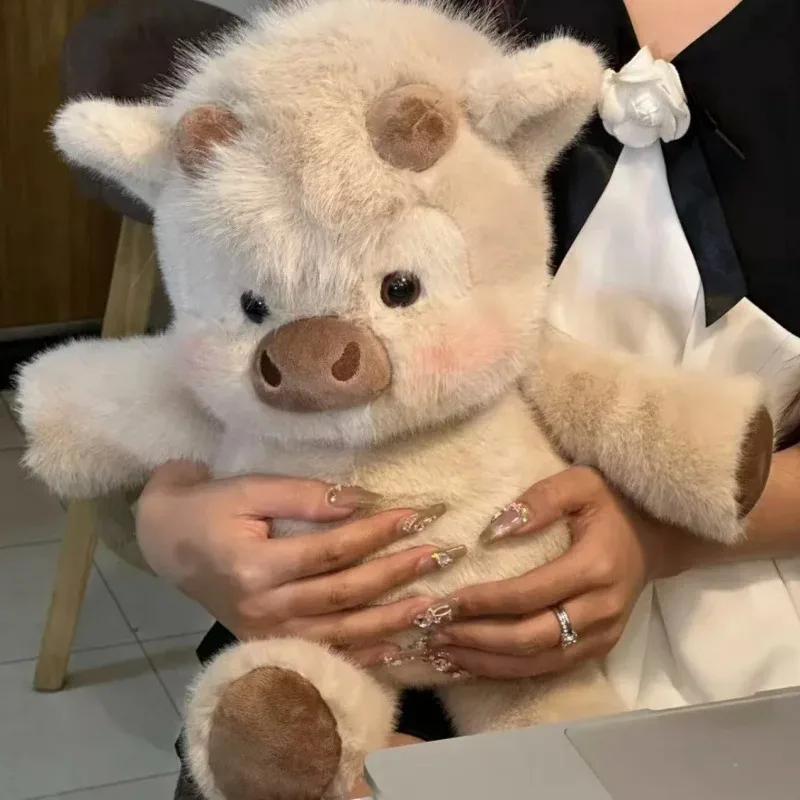 Adorable Highland Cattle Plush Toy 40cm - Huggable Running Cow Stuffed Animal Made with Premium Soft Fabric, Soothing Companion