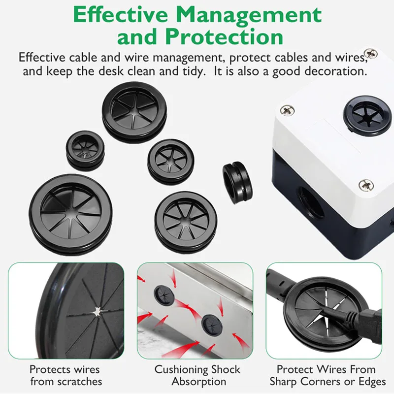 Wiring Rubber Grommets 16mm-80mm Black Round Cable Hole Protector Electric Wire Petal Type Sealing Ring Plug Cover