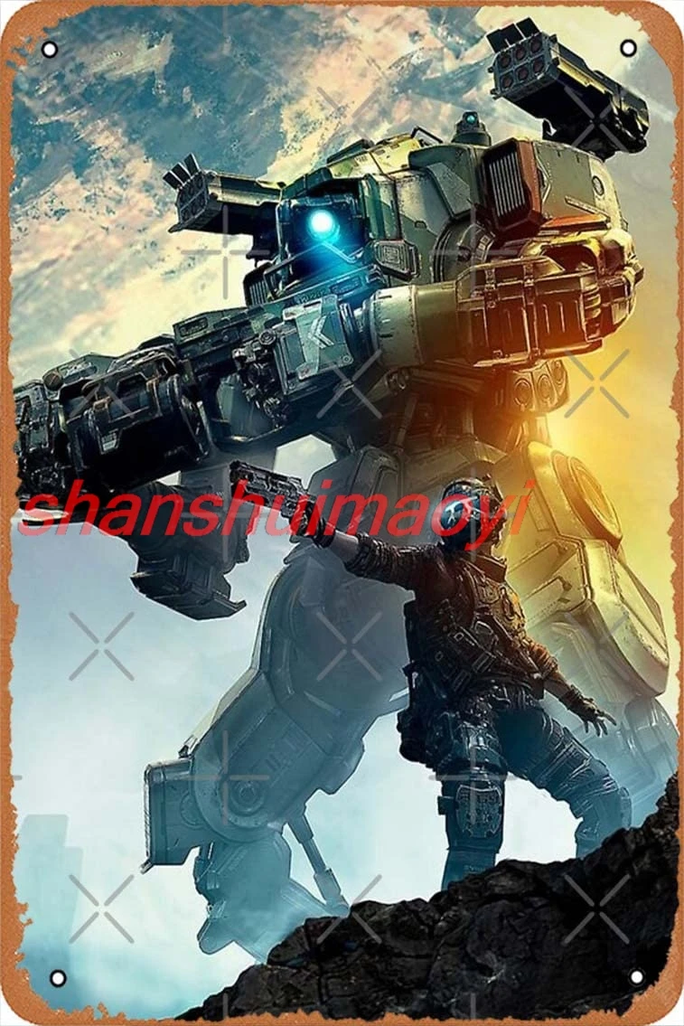 Titanfall 2 Helmet Poster Vintage Retro Metal Sign 8x12 Inch Man Cave Home Wall Decor NIU