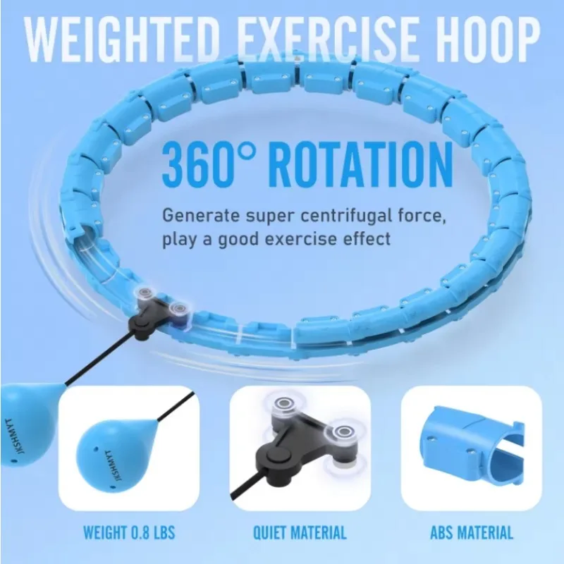 24 Node Smart Weighted Fitness Ring Detachable Fitness Hula Hoop Fat Burning Exercise Ring for Slimming and Weight Loss Exercise