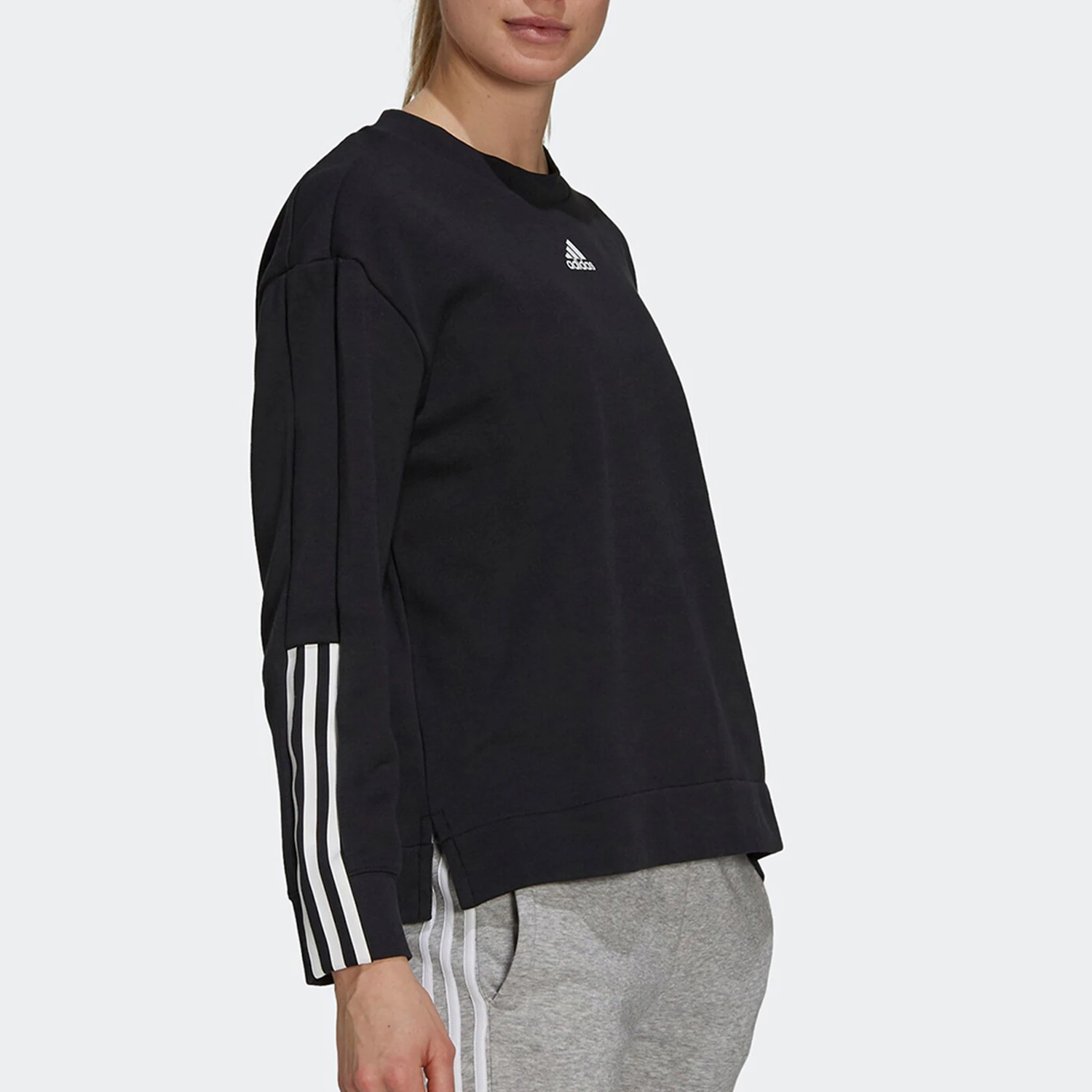 Adidas genuine women's casual and fashionable letter printed round neck long sleeved T-shirt GS1348