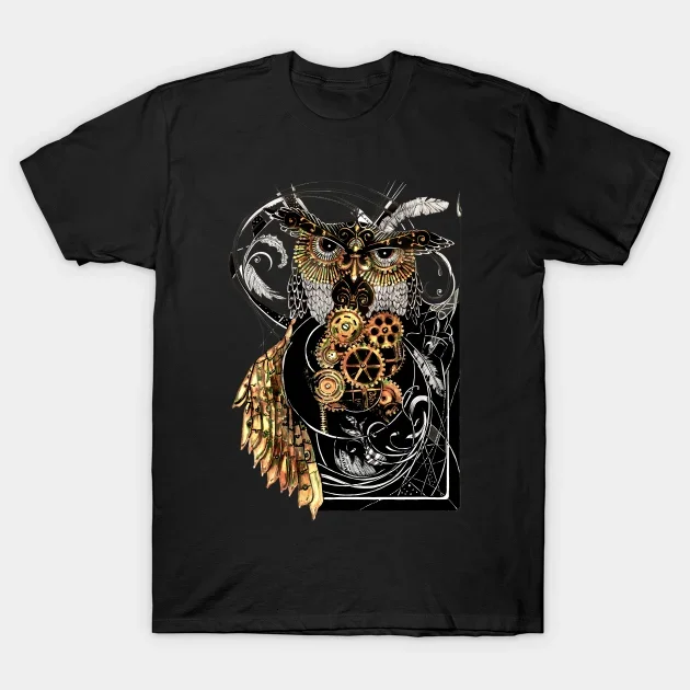 

High Quality Fashion Design Steampunk Owl Art Mens T-Shirt. Summer Cotton Short Sleeve O-Neck Unisex T Shirt New S-3XL