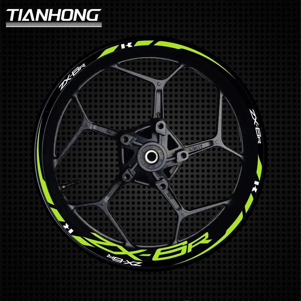 Applicable to Kawasaki 17 inch 636 ZX6R Universawheel hub personalized modification rim steel ring waterproof reflective sticker