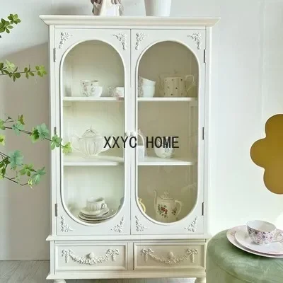 Французский ретро-буфет с двойной дверью, встроенный настенный высокий шкаф, домашний входной шкаф, современный легкий роскошный шкафчик