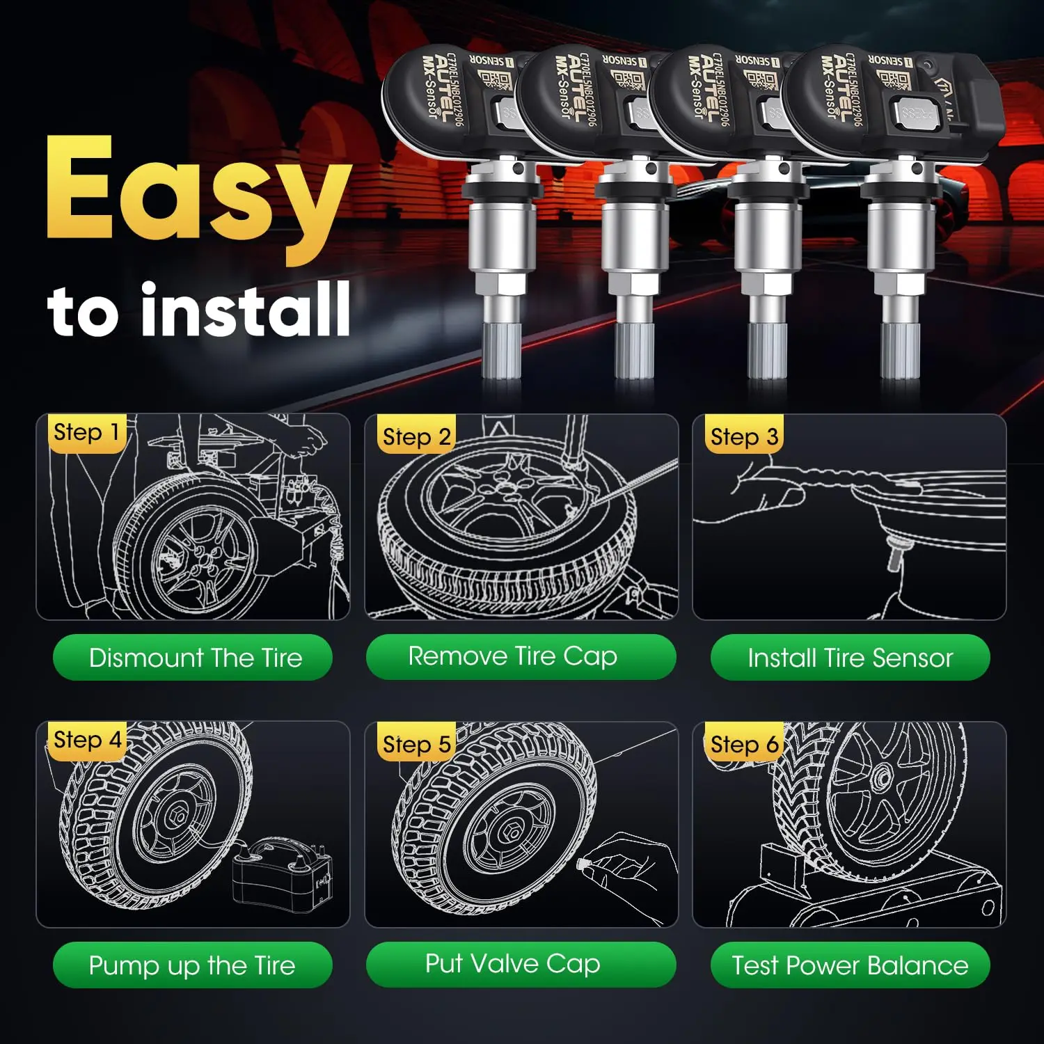 8 قطعة مستشعر Autel TPMS 2in1 315 ميجا هرتز 433 ميجا هرتز MX-الاستشعار نظام مراقبة ضغط الإطارات الاستشعار للبرمجة والاستنساخ مستشعر TPMS
