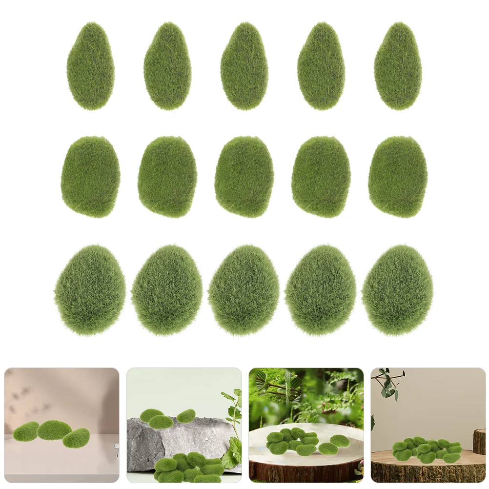 

Artificial Moss Stone The Rock Micro Landscape Decor Green Plastic Imitated Office
