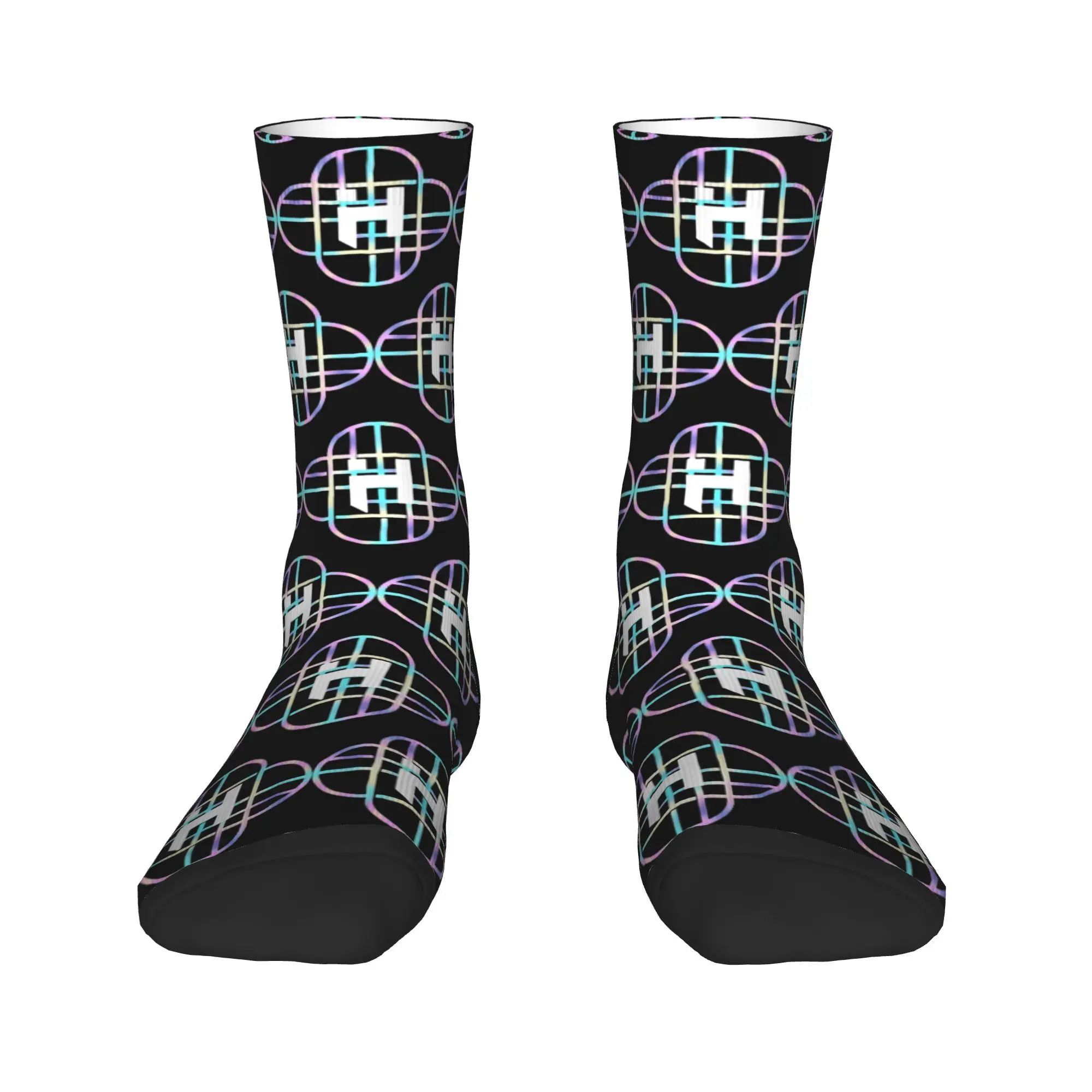 

Huntrix Neon Logo Demon Hunter Kpop Stockings Men Socks Medium Soft Funny Socks Winter Outdoor Anti Slip Pattern Socks Gift