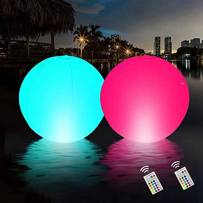 Floating Pool Lights, 14-Inch Inflatable Luminous Globe Color Change LED Pool Lights Ball Night Light Party Decoration White