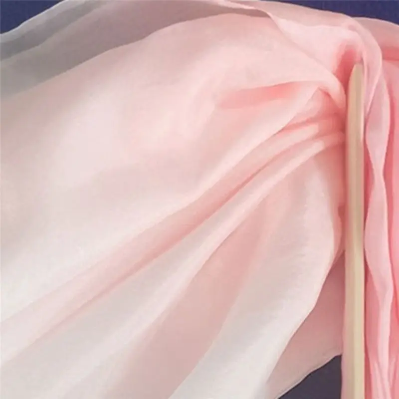 ABYB الوردي نصف دائرة مزدوجة مروحة الحجاب الحرير النساء الرقص الشعبي الحجاب 1 زوج 2 طبقات ضوء الحرير الرقص الحجاب صبغ اليد (1L + 1R) #5