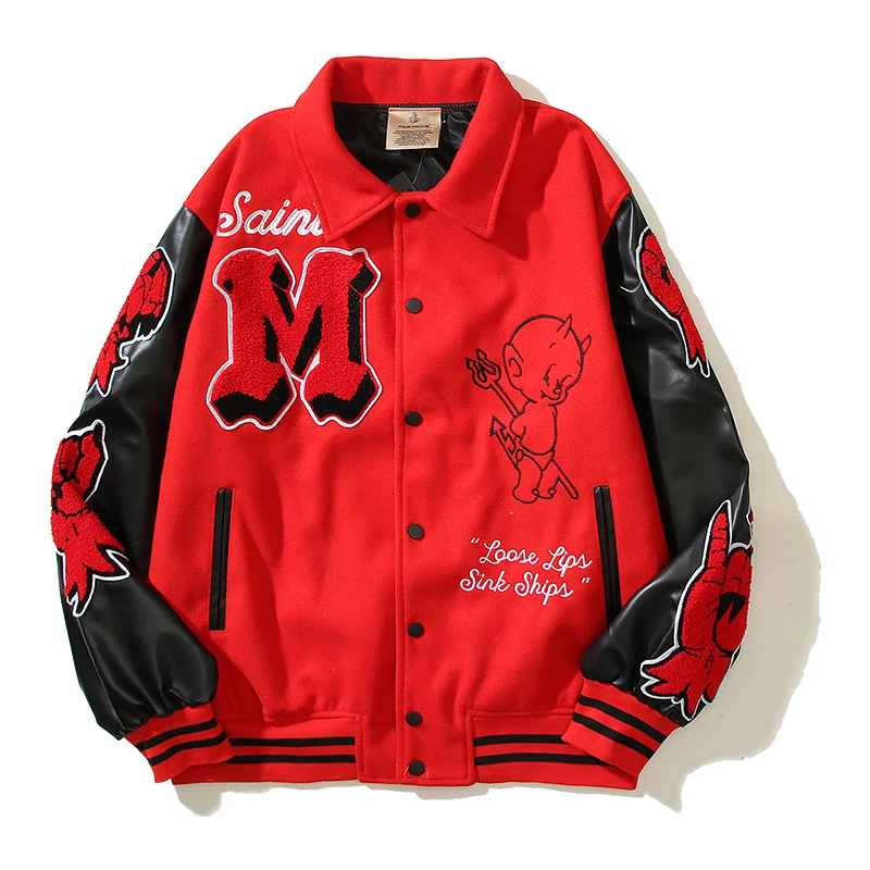 

Winter Streetwear SAINT Jacket High Quality Casual Three-dimensional Embroidery Saint of God Baseball Uniform Outerwear