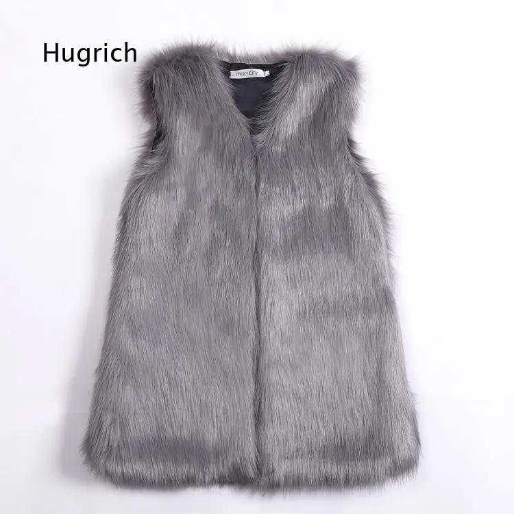 Women Winter Mid Length Faux Fox Fur Vest Warm Sleeveless Outerwear Casual Faux Fur Waistcoat For Daily Outdoor Wear In Cold We