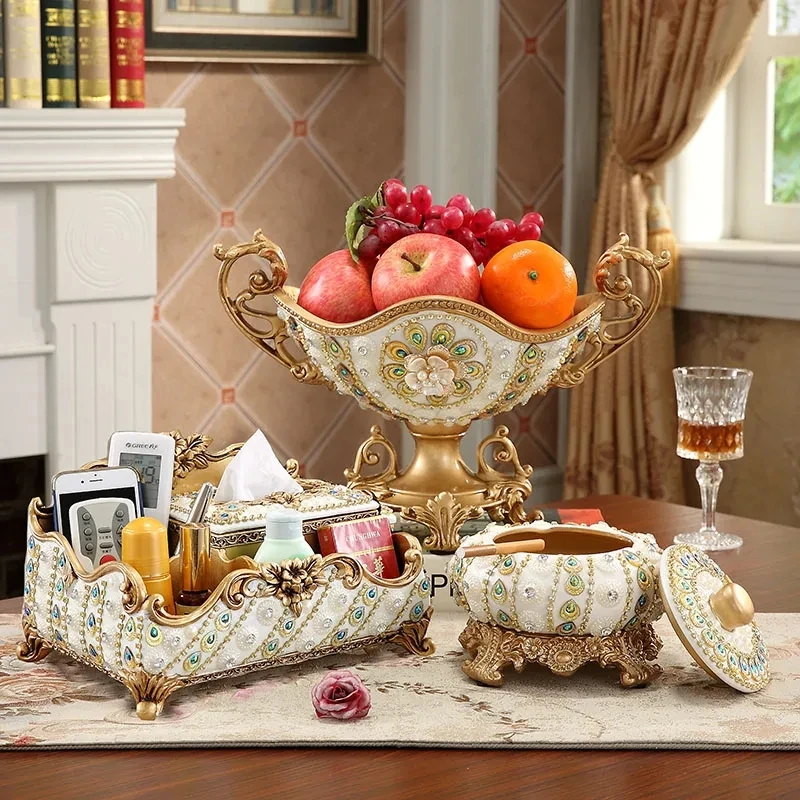 European Ceramic Snack Fruit Decorative Plate, Coffee Table, Food Tray, Home Decor Bowl, Porcelain Platter, Fruit Basket