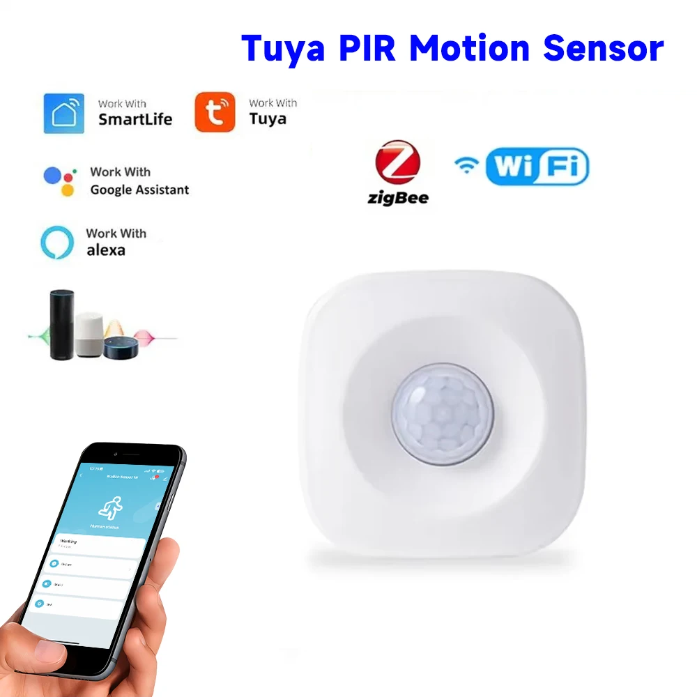 Tuya-Zigbeeモーションセンサー,動き検出器,ワイヤレス,スマートライフアプリ,自動化システム,Alexa, Google Home,Pir経由