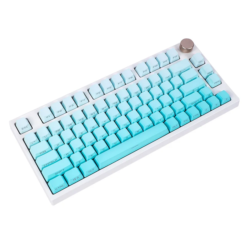 134 Keys Mint Gradient Keycaps PBT OEM Light Blue Backlit Win Mac Side Top Print GK61 68 75 80 96 98 100 Mechanical Keyboard